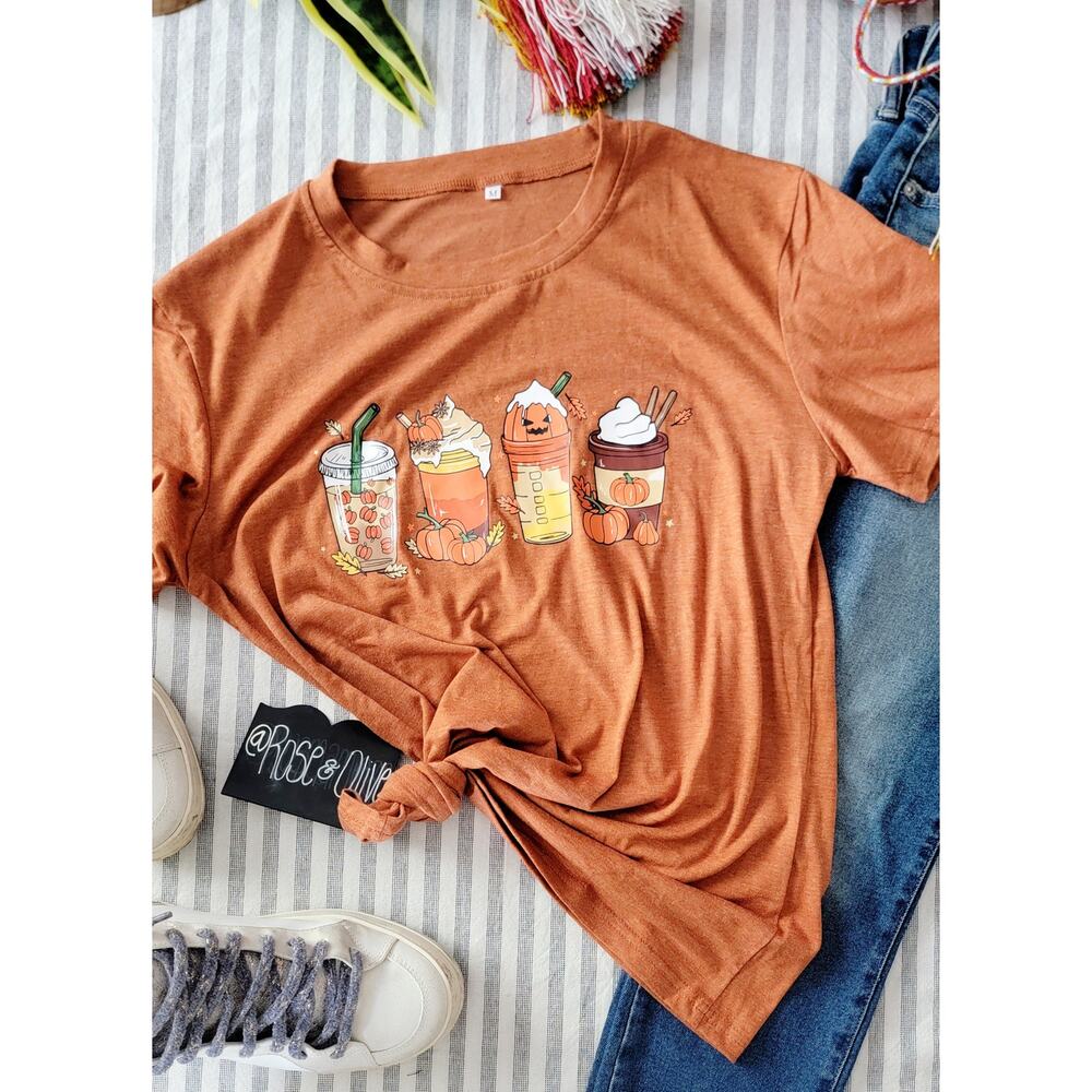 Burnt Orange Pumpkin Spice Latte T Shirt